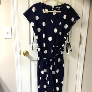 Karl Lagerfeld Blue&White Polka Dot Jumpsuit, NWT, size 14